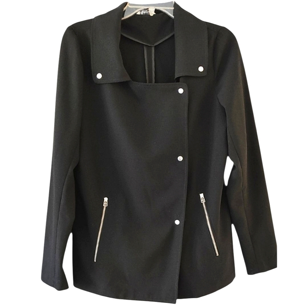 REITMANS Black Coat Military Style Jacket Size Large
